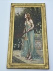 Antique Painting Art Deco Nouveau Woman Women Butterfly Musician Large Masterful