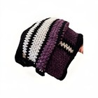 Hand Crocheted Purple white black Striped Blanket Afghan Throw