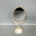 Vintage Silver Plate Vanity Mirror 12  Oval Swing Flip Style Floral 