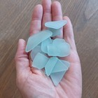 16 Med Pieces Of Aqua Sea Glass  Light Blue  Genuine  Surf Tumbled Beach Glass