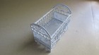 Vintage Dollhouse White Wire Wicker Furniture Doll Crib