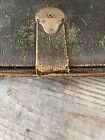 Antique Victorian Leather Brass Expanding Accordion Lace Box Sewing Notions Case