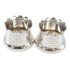 Rare Pair Antique Victorian Solid Silver Novelty Castle Salt Cellars 79g C 1892