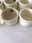 Set Of 8 Vintage Audrey White Bone China Gold Strip Napkin Rings