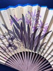 Chinese Folding Wall Fan Painted Paper Orchid Floral Wall Decor 22 
