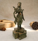 Antique Brass Goddess Meenakshi Statue - Indian Devi Idol Hindu Sculpture 14 
