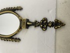 Antique Victorian Cast Brass Figural Floral Oval Ornate Wall Mirror  Rococo Styl