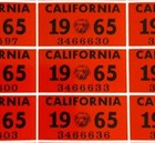 1965 Yom California License Plate Sticker  Dmv  Ca  Registration