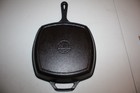 Vintage Lodge Cast Iron Skillet 10   Square Grill Pan Euc