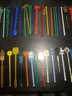 Huge Lot Of 100 Vintage Rare Swizzle Sticks Drink Stirs