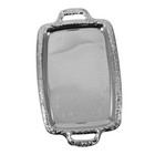 Rectangular Vintage Silver Serving Tray - Stainless Steel Decorative Platter For
