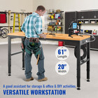 Adjustable Height Workbench 61 l X 20 w Work Bench Table W  Power Outlets