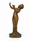 Antique Art Nouveau Bronze Nymph Statue Petite 5  Female Figure As-is Patina