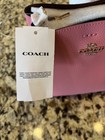 Coach Mini Bucket Bag Pink Pebbled Gold Logo Tag Accent Brand Card Charm