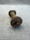 Vintage Primitive Wooden Spool Beige Cotton Industrial Thread Rustic Decor