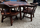     vntg Wooden Dollhouse Furniture 5   pc Dining Set Table   4 Chairs Mid-century