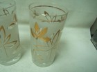 Lot Of Frosted 1950s Set Of 4 Glasses Tall Vtg Mcm Old Mid Century Modern Leaves