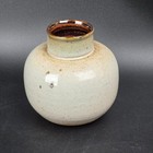 Vintage 1979 Studio Pottery Vase Speckled Stoneware Cream Brown Signed Lane 6   