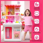 Play Kitchen Set For Kids Girls 33inch Pink Toy Pretend Food Kitchen Toys Gif   