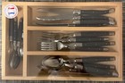 Laguiole Flatware Set Of 16 Pieces With Dark Grey Handle -thiers France