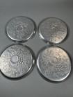 Vintage Aluminum Coasters Set Of 4 Embossed Fruit Design 3 Inch Usa