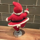 Vintage Santa Claus Christmas Figurine Plastic flocked On Base 1950s Japan