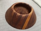 Vtg Hand Turned Layered Multicolor Wooden Bowl Ikebana Planter Heavy Well Made