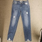 Denim Jeans Womens 4 Mid Rise Distressed Raw Hem Skinny Stretch Casual Pants