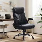 Big And Tall Leather Computer Chair  Flip-up Arms  500lb  360 Wheels  Recline