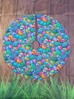 Handmade Mini 19  Christmas Tree Skirt Jewel Tone Colored  Easter Eggs Pink