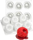 6-cavity Raspberry Silicone Molds For Mousse Cake  Large Fluted Design  White