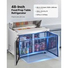 48  Commercial Refrigerated Sandwich Prep Salad Worktable Double Door W 12 Pans