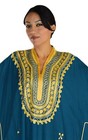 Moroccan Caftan Women Kaftan Abaya Beach Cover Summer Long Dress Cotton Blue