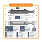 2 5x14 Hydraulic Cylinder Welded Cross Tube Hydraulic Cylinder - Double Actin   