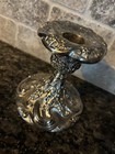 Godinger Silver Plated Pedestal Taper Candle Holder W grapevine Pattern 4  Tall
