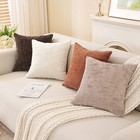Chenille Throw Pillow Covers 20x20 Inch Set Of 2 thick Textured Slubby Couch    