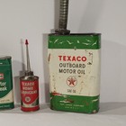 Texaco Can Lot Outboard Motor Oil Rare Spout Radiator Stop Leak Home Lubricant 