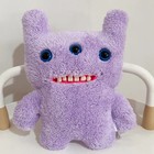Funny Ugly Three Eyed Purple Monster Plush Toy Soft Stuffed Teeth Doll Gift