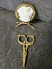 Vintage Antique Brass Owl Pin Cushion With Scissors Replaced Fabric