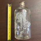 Set Of 3 Decorative Clear Apothecary Glass Bottles With Matching Etchings