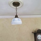 796c  Antique 1910 s 30 s Ceiling Light Glass Shade Lamp Fixture Vintage Pendant