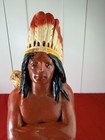 Vtg 17 5    Chalkware Native American Indian Chief Statue Cigar Store Figure Large