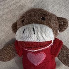 Dan Dee Collector   s Choice Brown Sock Monkey 9  Plush Stuffed Animal Pink Heart