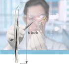 Stainless Steel Lab Tweezers forceps With Fine Strong Angled Point 6  Instrument