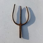 Early Blacksmith Hand Forged Antique Fishing Spear Gig 3 Tine Trident Cast Iron
