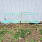Vintage Mid Century Modern Folding Bistro Chairs Plastic   Metal 1960s Set Of 4