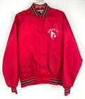 Vtg Pla-jac Men s L St  Louis Corbett Kardinals Nylon Bomber Jacket Usa Red Snap