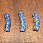 Venetian Millefiori African Glass Trade Beads Blue Yellow 3 Large Antique 