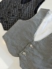 Boys Formal Vest Lot Of 2 Black Gray Checkered Double Breasted Dress Vests Sz 5