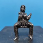Miniature Bronze Seated Woman Statue - Elegant Female Figurine Art Sculpture
